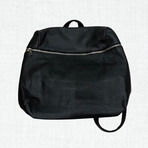 Black Leather-Textured Backpack